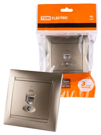 Розетка компьютерная RJ45 бронза "Лама" | SQ1815-0716 TDM