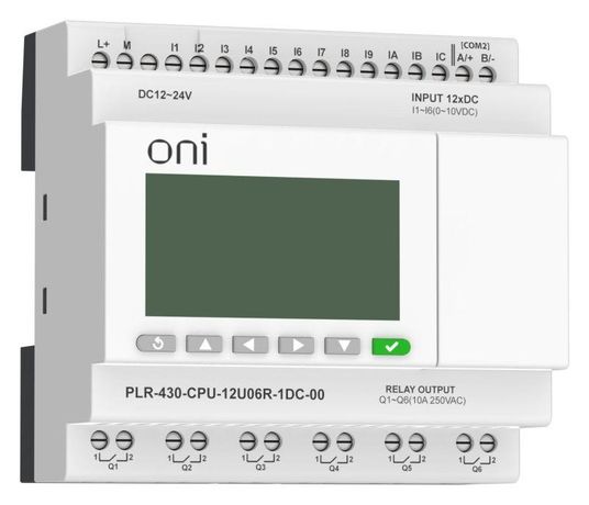 Модуль ЦПУ ПЛК 430 6 DI UI (0-10В/DI) RO 24В DC с экраном ONI PLR-430-CPU-12U06R-1DC-00 IEK