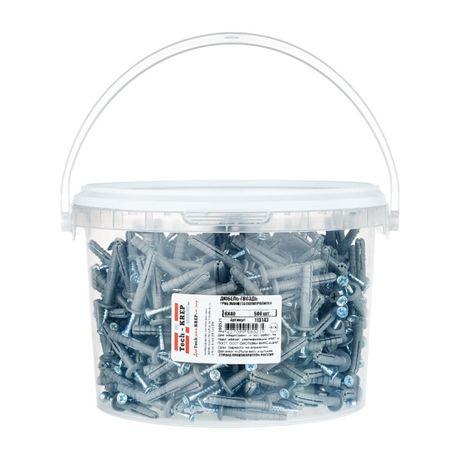 Дюбель-гвоздь 6х40 гриб. манжета (полипропилен) (500 шт) - ведро ( 1,888 кг) | 113143 Tech-KREP