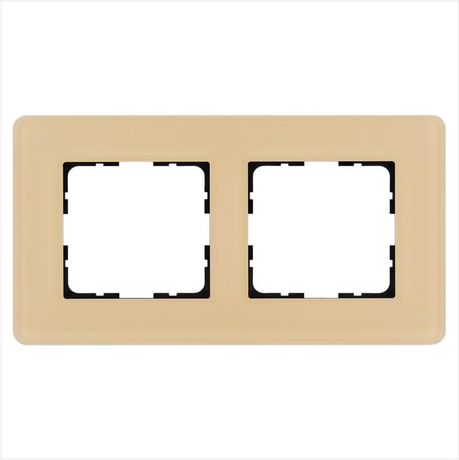 Рамка стеклянная матовая закругленная 2 поста цвет тауп - G1002GT-RM Jasmart