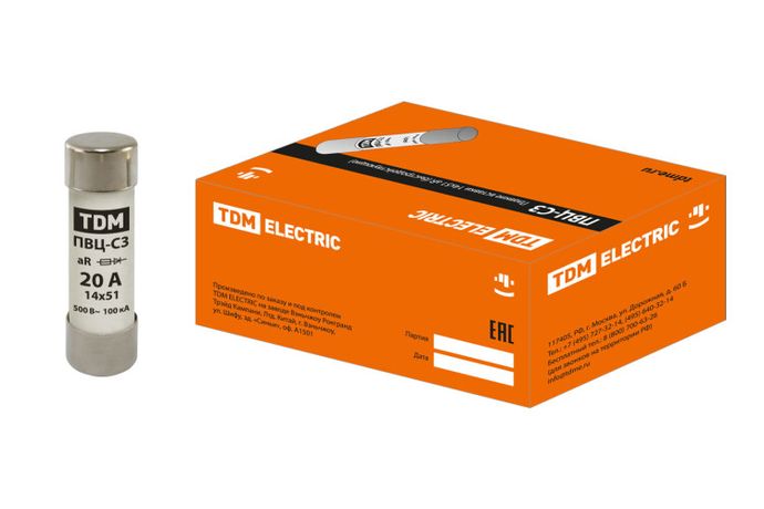 Вставка плавкая ПВЦ-С3 14х51 aR (быстродействующая) 20А | SQ0729-0050 TDM