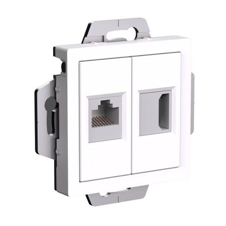Розетка 2-м AtlasDesign HDMI+RJ45 кат.5E механизм бел. SE ATN000182 APC