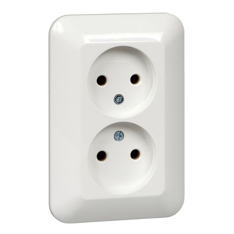 Розетка 2-м СП Прима 16А IP20 без заземл. защ. шторок (опт. упак.) бел. SchE RS16-211-B APC