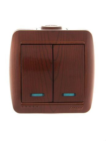 Выключатель 2-кл. ОП Nata 10А IP20 с подсветкой вишня LEZARD 710-0600-112
