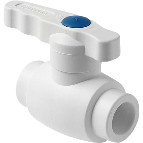 Кран шаровой 50 полнопроходной полипропиленовый PPR белый - PA40016 PRO AQUA