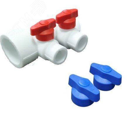 Коллектор универсальный с отсечными кранами 40х20 на 2 выхода (10/1) бел. VALFEX 101134002