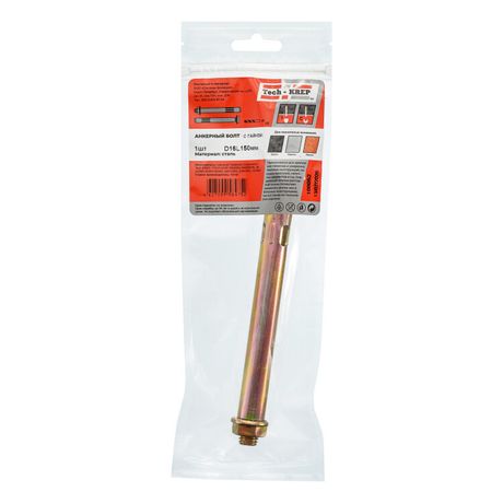Анкерный болт с гайкой 16х150 (1 шт) - пакет ( 0,191 кг) | 108052 Tech-KREP