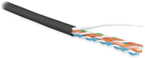 Кабель витая пара UUTP4-C5E-S22-OUT-PE-BK неэкранир. U/UTP кат.5e 4 пары (22 AWG) ож (solid) внешн. PE черн. Hyperline 41658