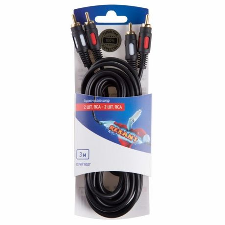 Шнур 2RCA - , 3 м, GOLD | 06-3044 REXANT MEET