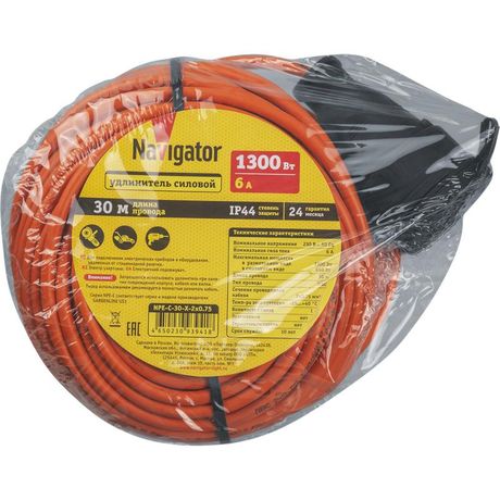 Удлинитель 93 941 NPE-C-30-X-2x0.75 шнур б/з 30м (Россия) | 93941 Navigator