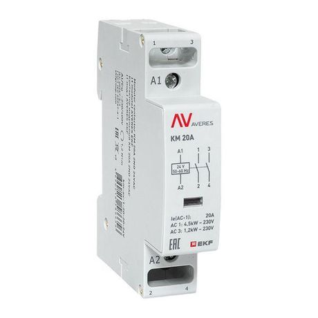 Контактор модульный КМ 20А 2NО 24VAC (1 мод.) AVERES | km-av-1-20-20-24V EKF