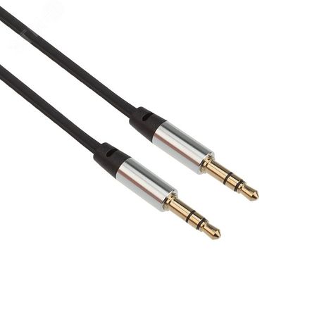 Аудиокабель AUX 3.5 мм шнур плоский 1 м черный | 18-4000 REXANT MEET