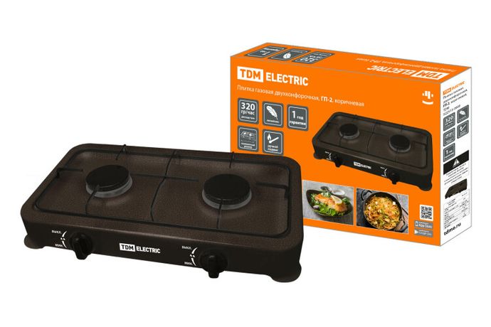 Плитка газовая двухконфорочная, ГП-2, коричневая, | SQ2515-0008 TDM