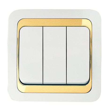 Выключатель 3-кл. Mimoza 1вх. 3вых. с зол. вставкой Makel 12291