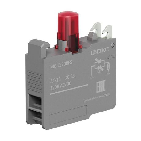 Контактный блок с клеммными зажимами под винт со светодиодом на 220В, красный | MC-L220RPS DKC ДКС