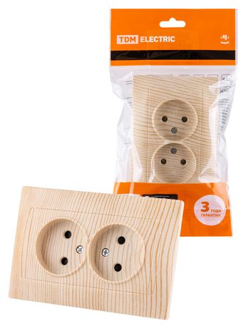 Розетка двойная 2П 10А 250В с защ. шт. сосна "Лама" | SQ1815-0312 TDM