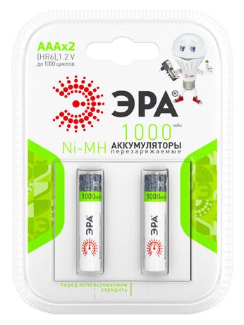 Аккумулятор HR03-2BL 1000mAh (20/240/7680) (AAA) | C0038455 ЭРА