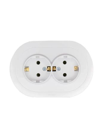 Розетка 2-м СП OSEN с заземл. ПБТ круглая механизм бел. LEZARD 744-0200-127B