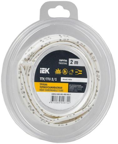 Трубка термоусадочная ТТУ нг-LS 2/1 белая (2м/упак) IEK | UDR12-002-001-002-K01-T