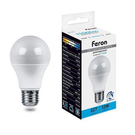 Лампа светодиодная диммируемая, (12W) 230V E27 6400K A60, LB-931 | 51054 FERON
