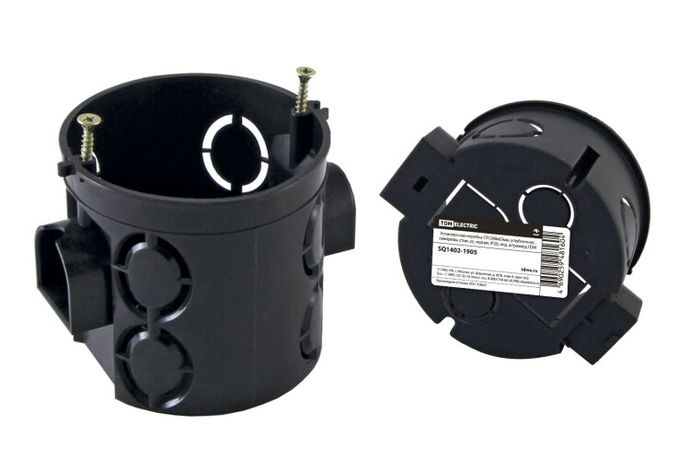 Коробка установочная СП D68х62мм, углубленная, саморезы, стык. уз, черная, IP20, инд. штрихкод | SQ1402-1905 TDM