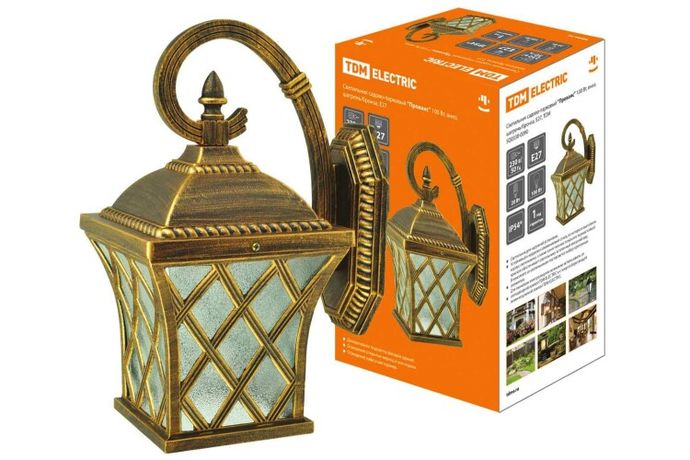 Светильник садово-парковый НБУ Прованс 100Вт ЛН/КЛЛ/LED Е27 IP54 вниз, шагрень/бронза | SQ0330-0090 TDM