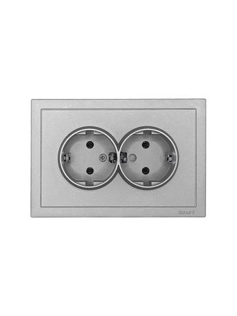Розетка 2-мест. б/з СП ZIMA IP20 16А ПБТ безвинт. зажим сер. матов. LEZARD 704-7400-128BQC