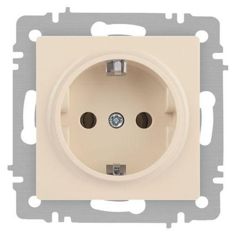 Розетка однофазная скрытого монтажа, в рамку с заземлением без шторок слоновая кость 16А 250В IP20 винтовые зажимы 6-202-02 Intro Accent - Б0063683 ЭРА