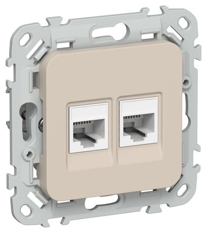 Розетка компьютерная 2-м СП FLITE РК5е-2-0-ФлЛ RJ45 кат.5E UTP механизм льняной IEK FI-K22-1-K88 IEK арт. FI-K22-1-K88
