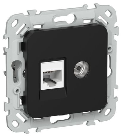 Розетка 2-м СП FLITE РКТВ5е-2-0-ФлЧ RJ45/TV кат.5E UTP механизм черн. IEK FI-AK22-1-K02 IEK арт. FI-AK22-1-K02