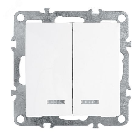 Выключатель 2-клавишный с индикатором (механизм), серия Эрна, , белый - PSW10-9102-01 FERON 39310