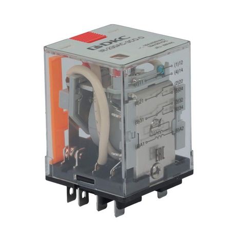 Реле миниатюрное силовое, 3CO, ком. ток 16А, AgSnO , напряжение 12V AC, опция: тест-кнопка+светодиод - IR-12AC-3CO-D ДКС