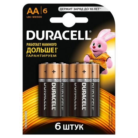 Элемент питания алкалиновый AA/LR6-6BL Basic (блист.6шт) Duracell Б0014859