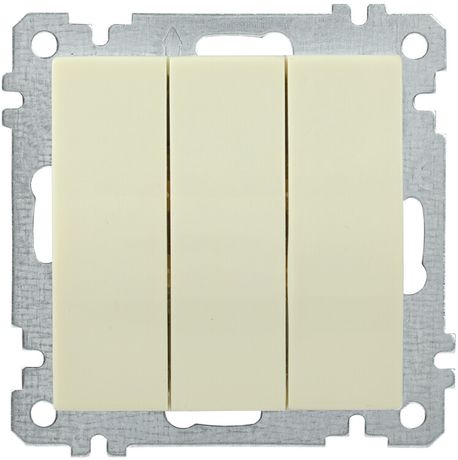 Выключатель 3-кл. СП Bolero ВС10-3-0-Б 10А IP20 механизм крем. IEK EVB30-K33-10