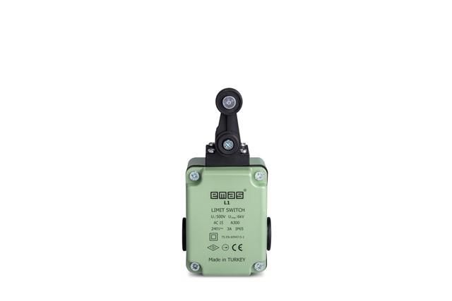 Выключатель концевой быстрого переключения угловой 2-х направленный с пластмас. консолью и роликом Ф20мм (1НО+1НЗ) EMAS L1K13MEP121