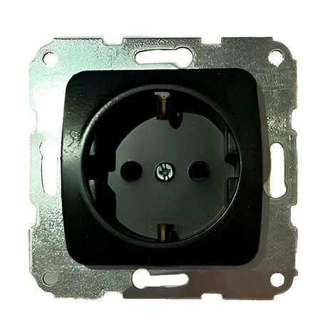 Розетка 1-ая с/з с/у 16А мех. черный Металлик DEA | KR-78-0331 Kranz