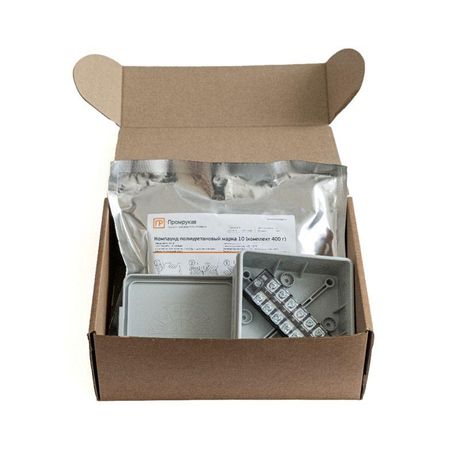 Коробка распределительная двухкомпонентная (HF) с компаундом и 6-кл. зажимами, сечение до 2,5 мм², 100х100х40 серая IP68| PR80.0176 | Промрукав Строитель