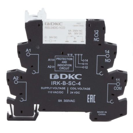 Реле интерфейсное 1CO ком. ток 6А AgSnO2 напряжение 110В AC/DC винтовые клеммы DKC IRK-110UC-1CO ДКС