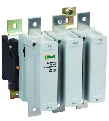 Контактор КМ-103 630А кат. 380В AC 1НО+1НЗ AC-3 DEKraft 22167DEK APC
