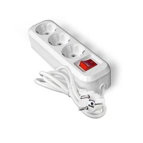 Удлинитель S-303А ПВС 3*1,5 ,3 гнезда, с заземлением, выключателем, 3м (еврослот) - 1726 Союз