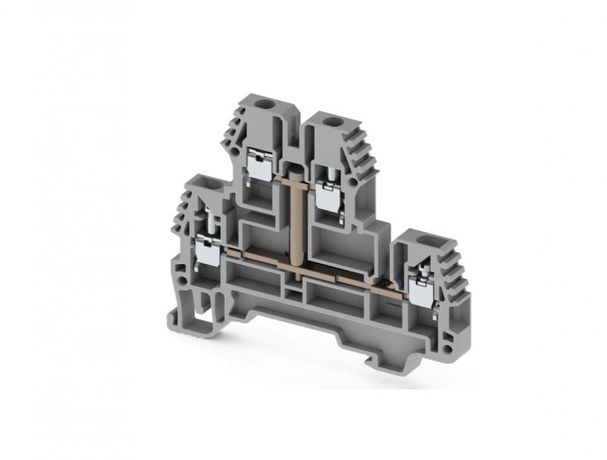 Клеммник 2-х ярусный PIK 2.5RDK 2.5кв.мм с внутр. перемычкой сер. Klemsan 325259