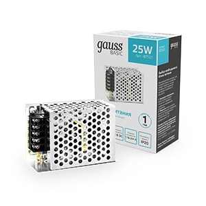 Блок питания (драйвер) для светодиодной ленты LED 12 В 25 Вт IP20 Basic Gauss - BT501
