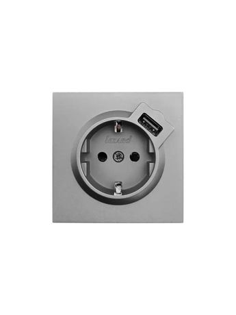 Розетка 1-мест. с/з+USB разъем СП ZIMA IP20 сер. матов. LEZARD 704-7488-181