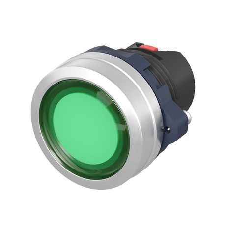 Кнопка плоская прозрачная без фиксации, зеленая, алюминий | M22P-FMLGA DKC ДКС