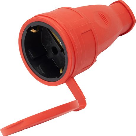 Розетка переносная 1-местная с/з, с крышкой, каучук, серия Одри, красный, Stekker - 39195 FERON RST16-21-44