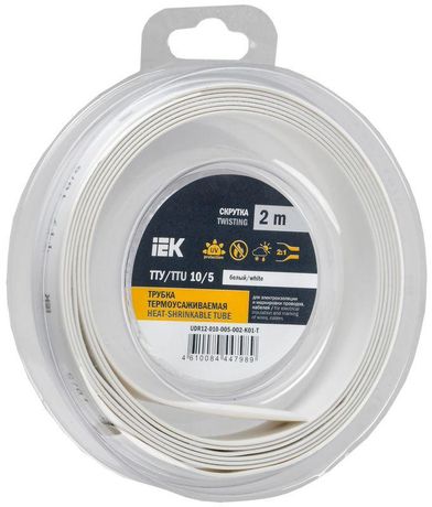 Трубка термоусадочная ТТУ нг-LS 10/5 белая (2м/упак) IEK | UDR12-010-005-002-K01-T