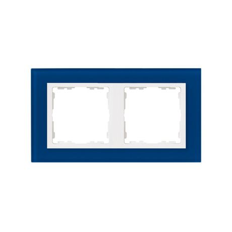 Рамка на 2 поста, S82N, синий - белый (стекло) 82627-64 Simon