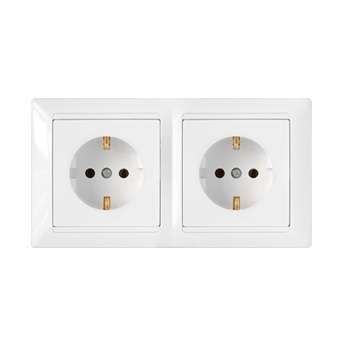 Розетка 2-м СП 16А IP20 с заземл. бел. Bylectrica РС16-355