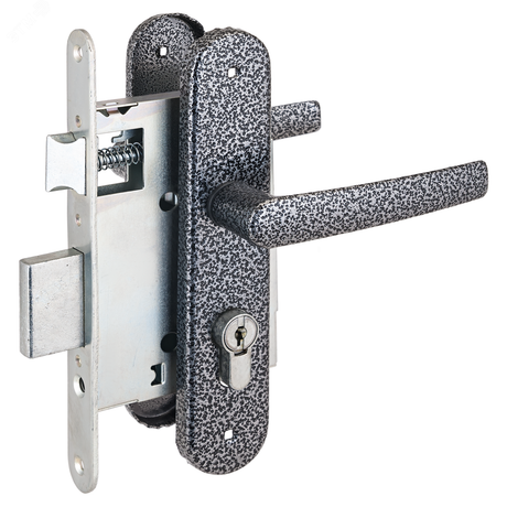 Замок врезной Птимаш ЗВ4-308 серебро ШУРУП с/руч - 8459 ПТК