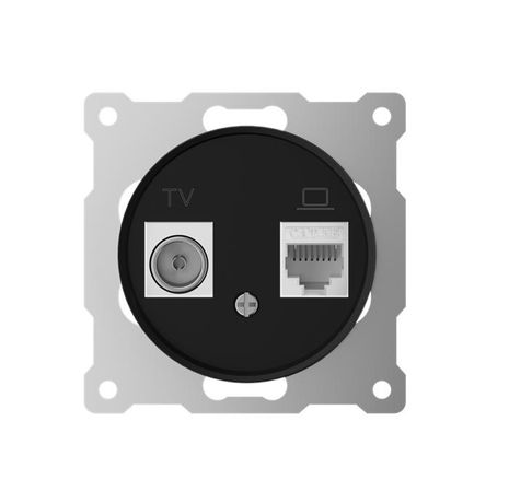 Розетка компьютерная + телевизионная 2-м СП Florence RJ45 TV кат.5E механизм черн. (1E20811303) OneKeyElectro 7700247 ССТ
